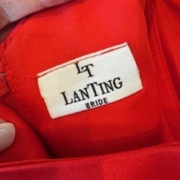 Red One-Shoulder Ruffle Satin Cocktail Dress – Size Medium - Picture 7 of 9